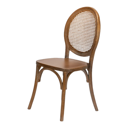Wood Round Rattan Back Chair - Dark Medium - Closeout