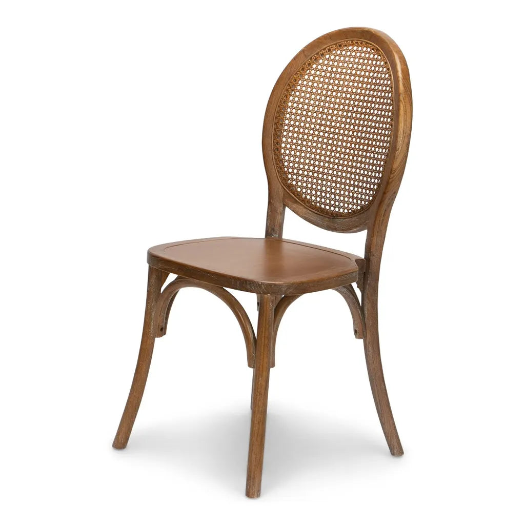 Wood Round Rattan Back Chair - Dark Medium - Closeout